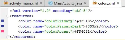 XML com as cores padrão.