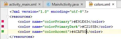XML com as cores alteradas. 