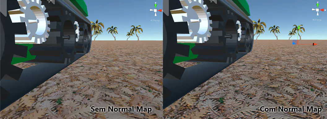 Terrain com e sem Normal Map no Unity 5