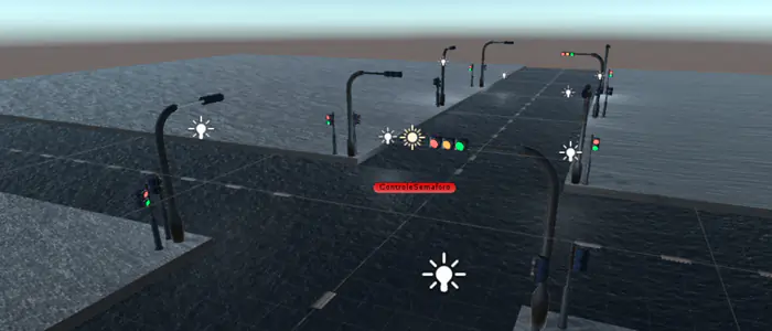 Cruzamento com semáforos na Unity 3D
