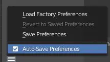 Blender 2.83 auto-Save Preferences.
