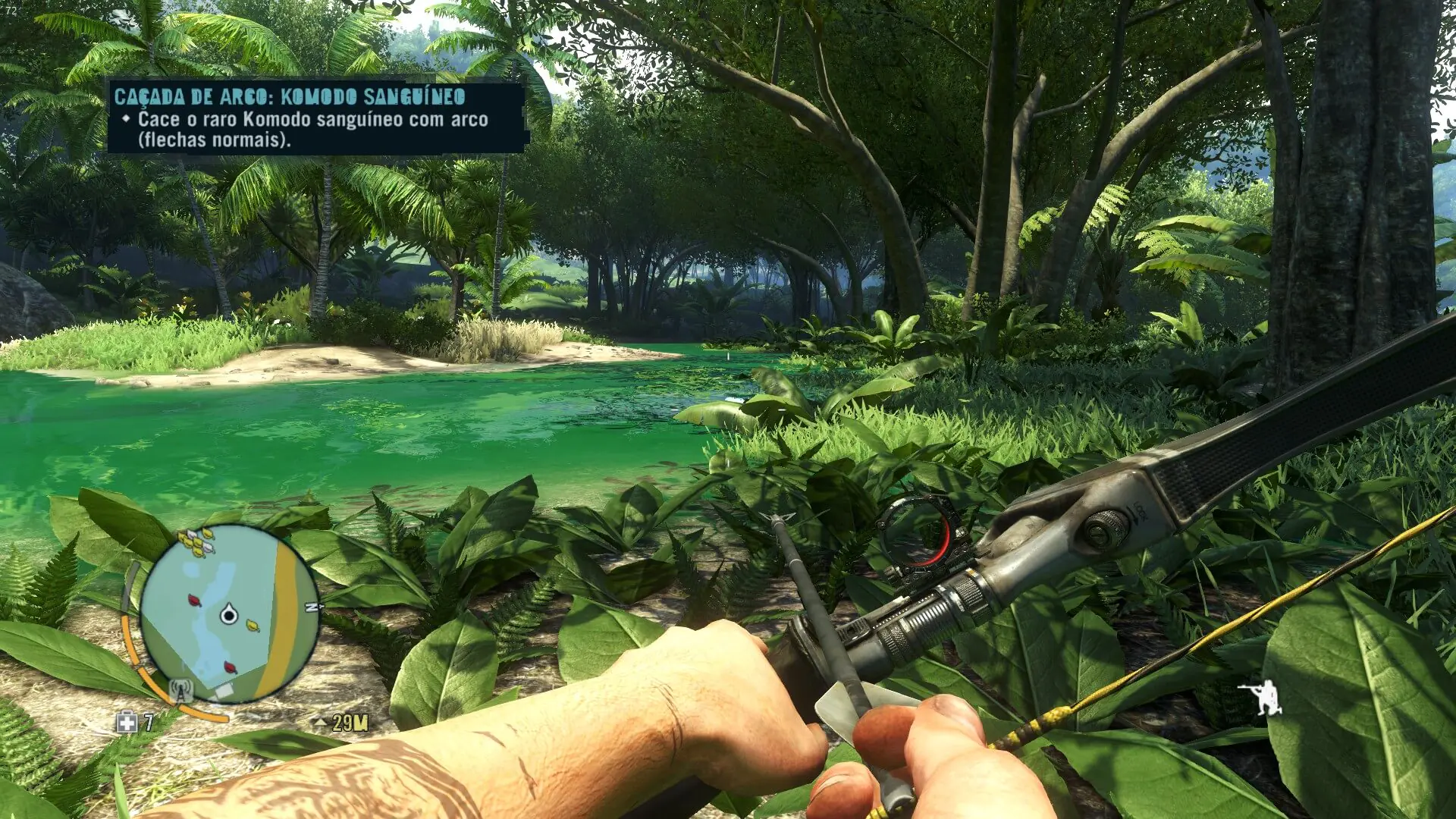 Em far Cry 3, temos territórios com muita vegetação, água e montanhas.