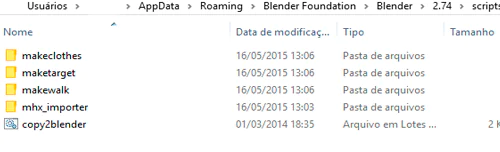 Pasta de arquivos do Blender 2.74
