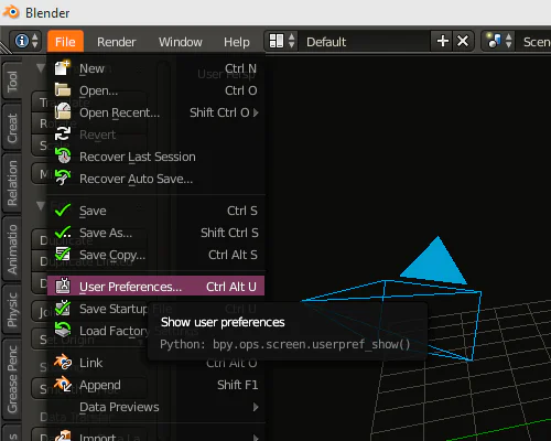 Blender User preferences 