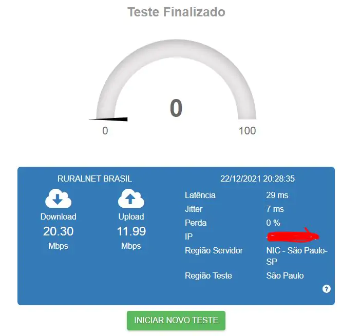 Teste de velocidade de internet na EAQ Brasil