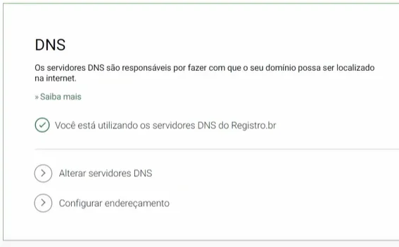 Seção de DNS no Registro.br