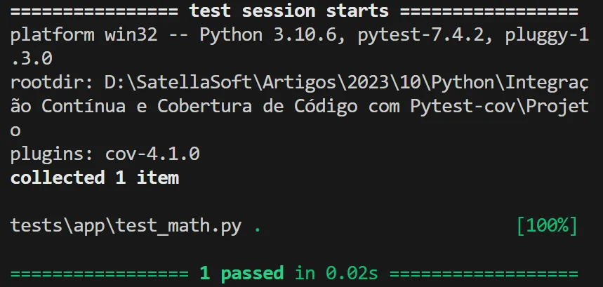 Rodando testes automatizados com Pytest.