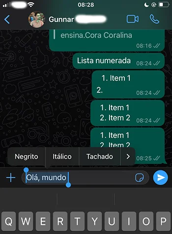 Formatação de mensagem de Whatsapp no IOs.